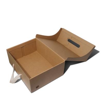 China Custom Brand Biodegradable Logo Printed Brown Foldable Corrugated Paper Mens Packaging Shoe Box for sale