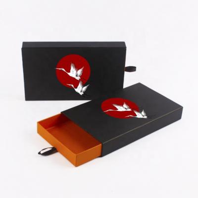 China Recyclable Style Luxury Custom Black Gift Supplier Black Small Rigid Style Custom Slide Storage Cardboard Packaging Drawer Paper Box for sale