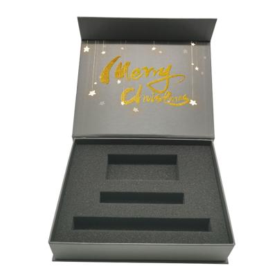 China Recyclable Luxury Custom Logo Type Black Cardboard Paper Book Magnetic Box For Gift Packing for sale