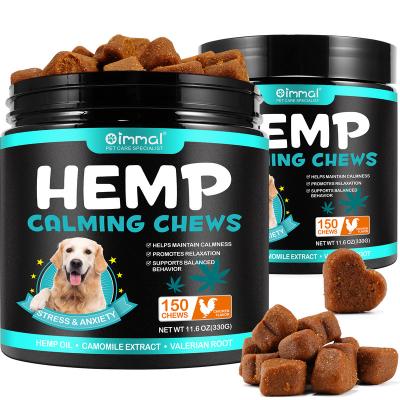 China Health OIMMAI Private Label Pet Food Common Snacks Dog Chews 150 Chews Soothing Soft Chews Chicken Flavor Hemp Calming Soft Snack For Dog for sale