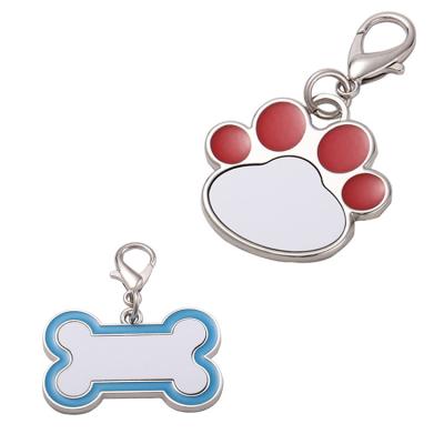 China White Bone Key Chain Pendant Custom Logo Printing Cat Paw Custom Sublimation Key Chain Gift Dog Pet ID Card for sale