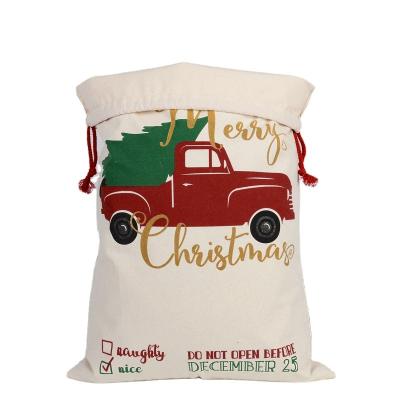 China Wholesale Pink Christamas Decoration Christmas Tree Ornament Canvas Santa Sacks For Children Gift Bag for sale