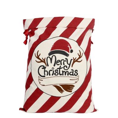 China Wholesale Christamas Decoration Santa Returns Pink Drawstring Canvas Christmas Sack for sale