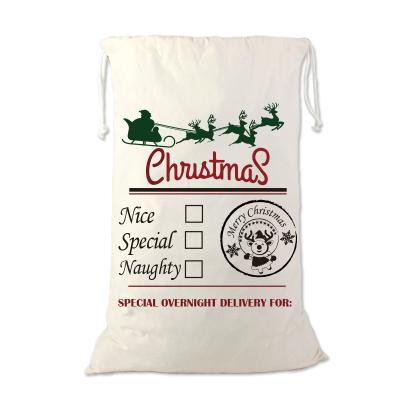 China Christmas Ornament Amazon Drawstring Sublimation Bag Polyester Cotton Santa Sack Christmas Gifts 2019 for sale