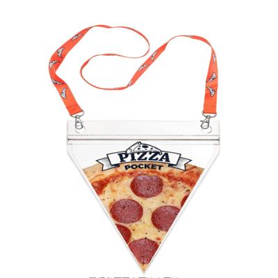 China Portable Viable Pizza Bag With Lanyard Pizza Pouch Mobile Phone Creative Waterproof Bag Reusable Ziplock Bag for sale