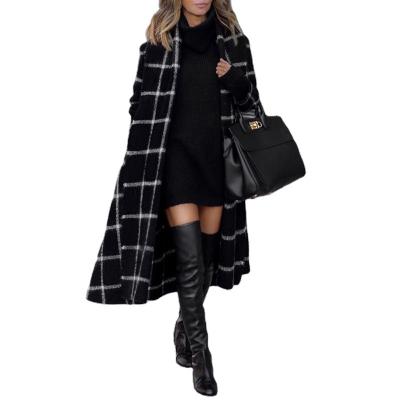 China New Factory Price Anti-shrink Autumn Winter Arrival Woolen Overcoat Women's Clothing Plaid Frosted Winter Coat Long for sale