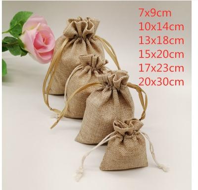 China Custom Printed Cotton Special Purpose Burlap Drawstring Pouch Shipping and Handling Handled Bags and Cases Small Eco Friendly Organic Natural Gift Sack for sale