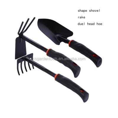 China Eco-friendly 3 Shovel Rake Set Stainless Steel Garden Tools Hoes Forks for sale