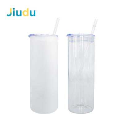 China Viable Glass Lid With Leak Proof Tumbler Juice Straight Blank Sublimation Clear Mason Jars Wide Mouth Sublimation Water Coffee 25oz DIY for sale