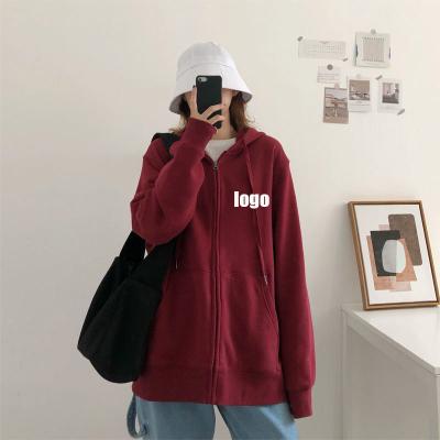 China Custom Logo French Terry Streetwear Plain Breathable Cropped Full Zip Up Plain Solid Color Fashion Hoodies New Arrival Women's Hoodies for sale