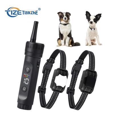 China Pet Dog Viable Remote Rechargeable Bark Tools Rechargeable Electric Dog Training Collar Rainproof Training Equipment for sale