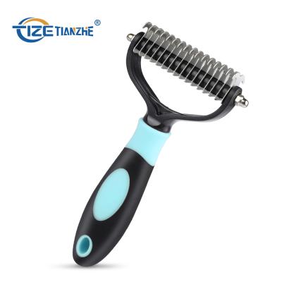 China 2021 Viable New Open Hair Cat Hair Grooming Brush Double Sided Stainless Steel Knot for sale