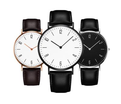 China Water Resistant China Products Stainless Steel Quartz Men Genuine Leather Watches for sale