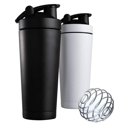 China Viable Custom Logo Double Walled Stainless Steel BPA Shaker Cup Sport Protein Water Bottle Free Mix Shaker for sale