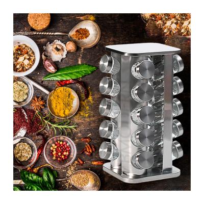 China [JT-R20] 20 Jar Filled Rotating Swivel Spice Rack Spice Rack Sustainable Spice Rack Set for sale