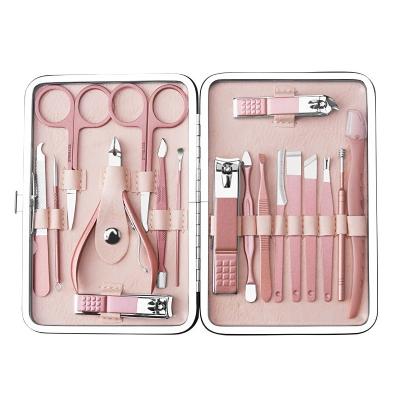 China Easy Apply Rose Care Portable Nail Toe Cutter 18 Pieces Stainless Steel Nail Cutter Kit Nail Care Manicure Clippers Set for sale