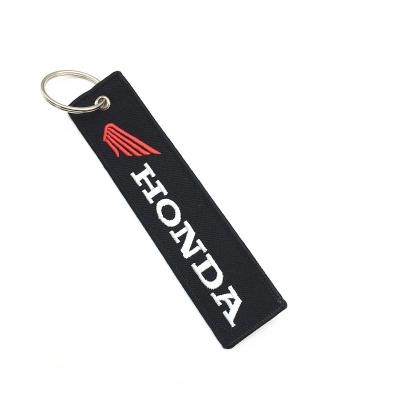 China Hotel Wholesale Customized Shape Embroidery TwillKey Tag Embroidered Key Chain Key Ring For Promotion Business Gift for sale