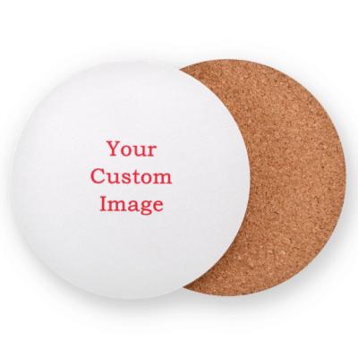 China Viable Custom Design Kitchen Decoration Sublimation Coaster Factory Customized Custom Pattern Circle Shape Logo Natural Cork Wooden for sale