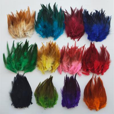 China Wholesale Chicken Feather Decor Feather 5-6 Inch Dyed Rooster Red Saddle Feathers For DIY Crafts And Dream Catcher for sale