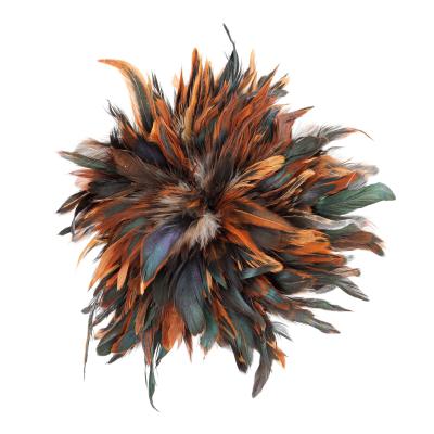 China Christamas Home Decoration Wholesale 4-6 Inch Schlappen Bronze Rooster NATURAL Half Stringed For Craft Feathers Carnival Costume for sale