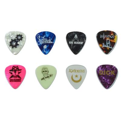 China Custom Logo Guitar Picks Wholesale Musical Instruments Custom Logo Silk Printing Celluloid Pearl Guitar Picks for sale