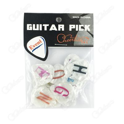 China All Kind Guitar Pick Teardrop White Pearl Color Printing Small Size Single Plectrum And Gift Jewelry With Customized Packing for sale