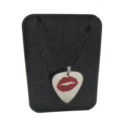 China Cool Stainless Steel Electric Guitar Pick Customation Rock Guitar Pick Necklace for sale