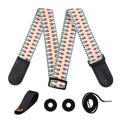 China Jacquard Weave Folks Rainbow Style Acoustic Electric Guitar Straps With PU Leather End (Four Colors For You Chose) for sale