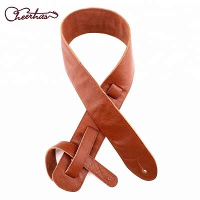 China Wholesale New Simple Style Custom Made Simple Fashion Genuine Leather Guitar Strap for sale