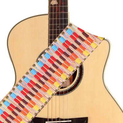 China Jacquard Weave People Rainbow Style Jacquard Woven Ukulele Straps, PU Leather End for sale