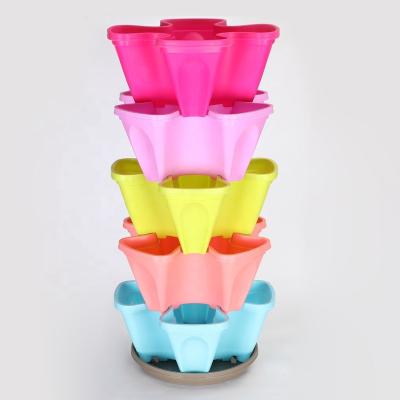 China Garden Modern Stackable Pots Small Ornamental Plastic Flower Pots for sale