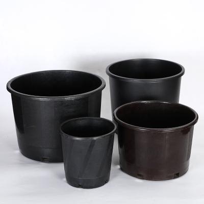 China Wholesale Goods Garden Gallon Pot Modern Hot Selling Modern Round Shape Nursery Black Plastic Pot For Home Decoration for sale