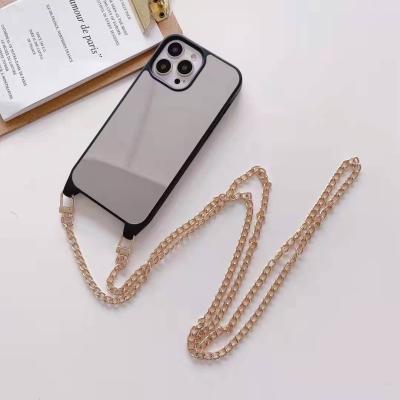 China Custom Printing Phone Shockproof Case Mirror Design Customized LOGO Shockproof Phone Case Cross Body Lanyard Phone Case For iPhone Series for sale