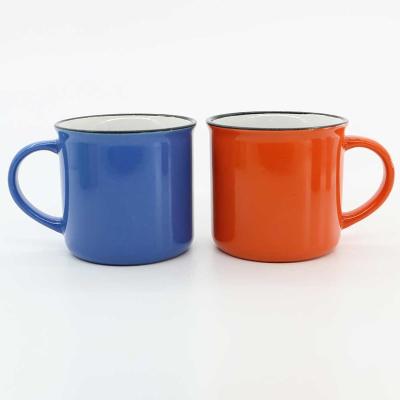 China Viable Wholesale Custom China Enamel Porcelain Mug Personalized High Quality Sublimation Mugs Bulk Enamel Empty Camping Mug for sale