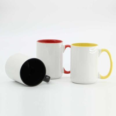 China Viable Wholesale Red China Blanks Handle 15oz Sublim Coffee Mug Clamp Oven Car Paper Press Stackable Sublimation Mugs For Sale for sale