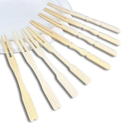 China Biodegradable Compostable Within 90 Day 9cm 100 pieces of packaged bamboo products disposable dessert fruit snack cake fork tableware for family for sale