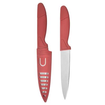 China Sustainable Factory wholesale household fruit peeling kitchen utensils stainless steel portable red fruit knife with cover for sale