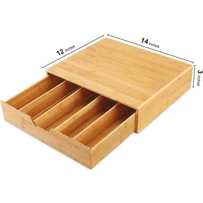 China WITH LID High end large capacity adjustable drawer style tea bag wooden coffee bag storage box for sale