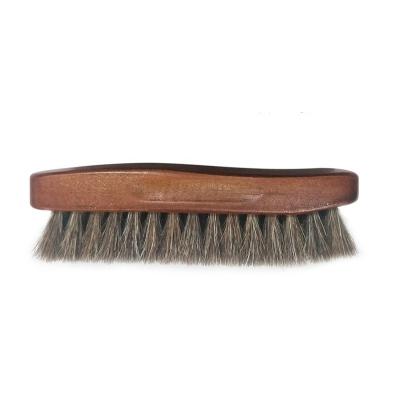 China Sustainable Amazon brown solid wood boat shape horse hair soft brush shoe brush for sale