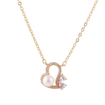 China FASHIONABLE Wholesale Jewelry Inlay Copper Cubic Zirconia Korean Fashion Style Cabinet and Delicate 24K Gold Plated Necklace for sale