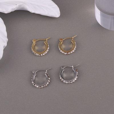 China Wholesalse CLASSIC Fashion Small Circle Rhinestone Stud Earrings For Girls Women's Jewelry Trendy Earrings for sale