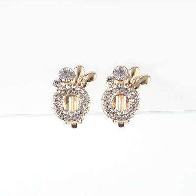 China Fashion cute hot selling jewelry for women butterfly rhinestone earrings alloy clip on earring for sale