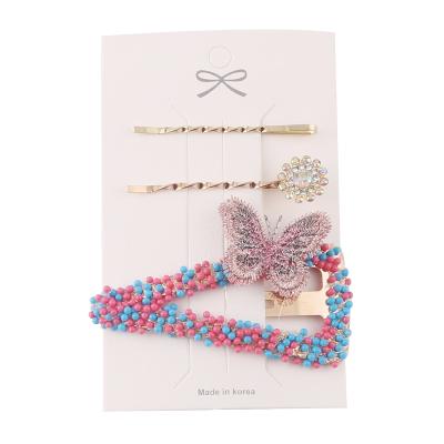 China 2021 Popular New Style Sead Pearl Rhinestone Butterfly Clip Set Lovely Girl Hair Accessories Hair Pins for sale