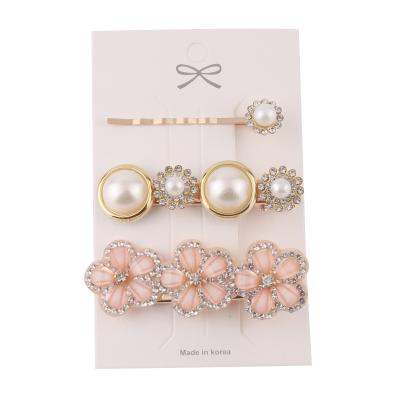 China Popular design popular hair accessories flower rhinestone hair clip set girl fashion colorful hair pins for sale