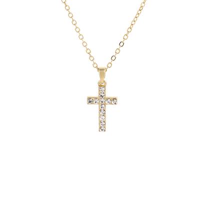 China Wholesale High Quality Alloy Jewelry For Women Cross Shape Pentant Rhinestone Fashion Necklace for sale