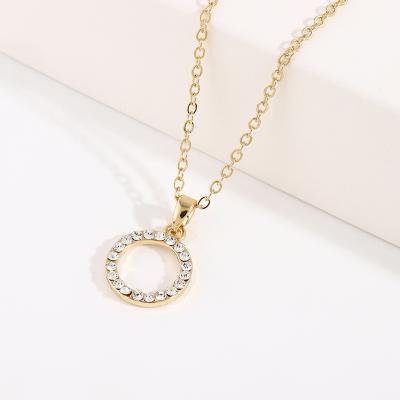 China Wholesale High Quality Alloy Jewelry For Ring Shape Pentant Rhinestone Fashionable Costom Necklace for sale