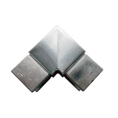 China 304 or 316 Stainless Steel Cap Rail Square Slot Tube Glass Glazing 90 Elbow Connector for sale