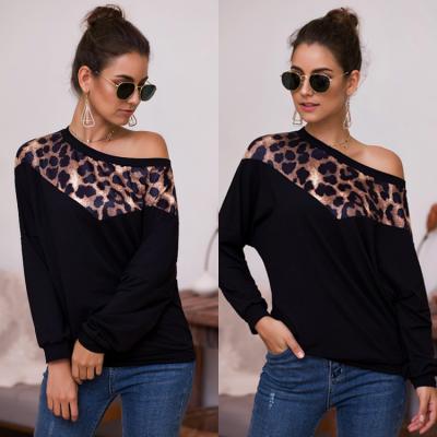 China Anti-wrinkle leopard print fashion design long sleeve women blouse OC23 for sale