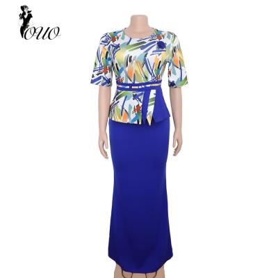 China Breathable Plus Size Evening Dress Fashion Mother High Quality Printed Dress OC52 for sale