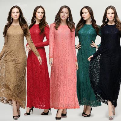 China Fashion Breathable High Class Long Sleeve Lace Women Maxi Dresses OM011 for sale